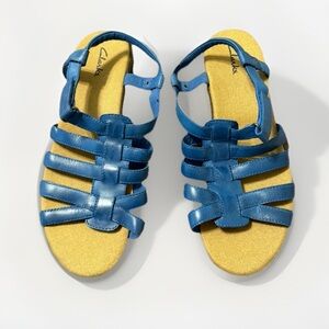 Clarks Blue Strappy Leather Sandals
